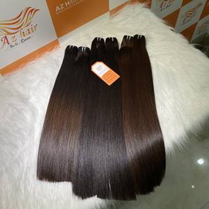 Extensiones de Cabello Humano Liso con Puntas Marrones al por Mayor, Cabello Humano Vietnamita 100% con Cutícula Intacta, Trama Doble a Máquina - Product Image 1
