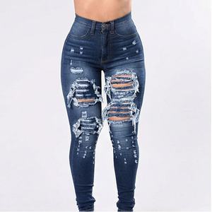 Pantalones Vaqueros de Mezclilla Transpirables Personalizados al por Mayor, OEM, Tela Gruesa, Tallas Grandes para Mujer, Precio de Mayoreo, Pantalones de Moda Premium - Product Image 1