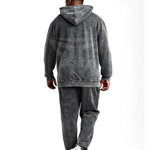 Ensemble de pantalons de survêtement à capuche pour hommes de style streetwear délavé à l'acide de taille adulte personnalisé de grande taille motif uni d'hiver 100% coton respirant - Product Image 2