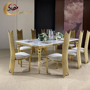 Customized Modern Romantic&Elegant MDF <b>Top</b> Dining Room Furniture Banquet <b>Table</b> with Stainless Steel Legs for Hotel Use - Product Image 1