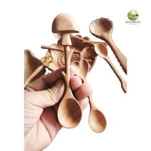Natural Red Wooden Spoon Set Handmade Acacia Wood Coffee Tea <b>Honey</b> Scoop Eco Friendly Kitchen Utensil Custom Logo OEM - Product Image 6
