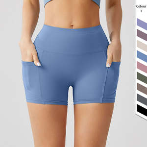 2025 taille haute court contrôle respirant exercice court Fitness beurre doux tissu Logo personnalisé court avec poches - Product Image 1