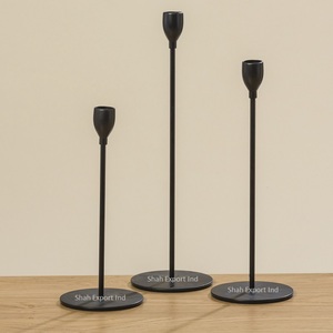 Set of 3 Decorative Metal <b>Taper</b> <b>Candle</b> Holder for Tabletop Home Lighting Decoration Black Finished <b>Candle</b> <b>Taper</b> - Product Image 5