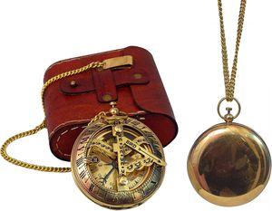 Boussole de poche vintage en laiton antique, boussole nautique maritime, cadeau, avec étui - Product Image 3