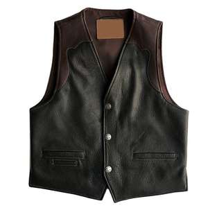 Gilet en cuir suédé noir pour homme OEM, vêtement d'extérieur d'hiver, poches avant, sans manches, grande taille, faible MOQ, style streetwear, séchage rapide - Product Image 1