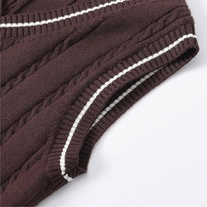 Pull-over surdimensionné de haute qualité, col en V, tricoté à la mode sans manches, style logo personnalisé, gilet unisexe décontracté pour hommes, vente en gros - Product Image 4