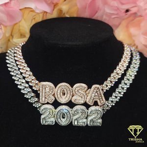 Colgante de placa de identificación personalizado de lujo con diamantes cultivados en laboratorio VVS en plata de ley 925 Iced Out Hip Hop Bling Jewelry - Product Image 6