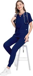 Conjunto de uniformes médicos de hospital de calidad superior al por mayor uniforme médico enfermera unisex pantalones de Jogger suministro de logotipo personalizado superior - Product Image 4