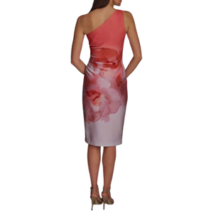 Robe décontractée en jean pour femme, coupe droite, avec un cristal, à une épaule, froncée sur le côté, élégante, flatteuse et stylée - Product Image 2