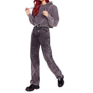 เสื้อสเวตเตอร์โอเวอร์ไซส์ของผู้หญิงผ้าโพลีเอสเตอร์ผ้าคอตตอนสีพื้นลำลองสำหรับฤดูหนาวใหม่ - Product Image 2