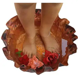 Mangkuk manikur pedikur tembaga bentuk bulat untuk mangkuk pedikur sandaran kaki dan Salon kuku dengan tingkat rendah dari India