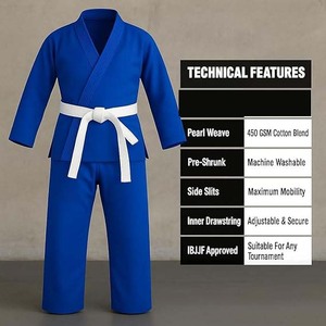 Kimono de Jiu-Jitsu Brasileño Premium para Hombre, Preencogido, 100% Algodón, Equipo de Grappling - Product Image 6