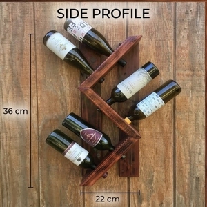 Rustic Wood <b>Wall</b> Mounted Wine Rack Double Tier <b>Storage</b> Holder For Bottles - Product Image 3