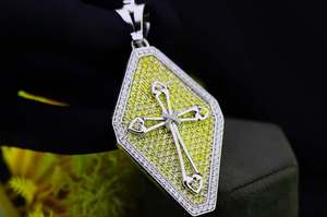 925 <b>Silver</b> <b>Cross</b> Coffin Shape Iced Moissanite <b>Pendant</b> Hip Hop Style Gold Plating Christian Fine Jewelry <b>Pendants</b> Charms Unisex - Product Image 5