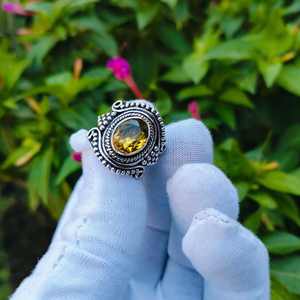 Citrine Ring Oval Yellow Gemstone 925 Sterling Silver Jewelry Elegant Handmade Gift For Women - Product Image 1