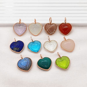 Rose <b>Gold</b> Plated Handmade Carved <b>Heart</b> Shape <b>Pendant</b> 925 Sterling Silver Wholesale Carving <b>Pendant</b> Charms Handmade 16mm <b>Pendants</b> - Product Image 1