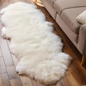 Fluffy-Fur Sheepskin Rug Non-Slips Waterproof Large-Floor Carpet-Rug Genuine Cowhide Leather Real-Hair Rugs