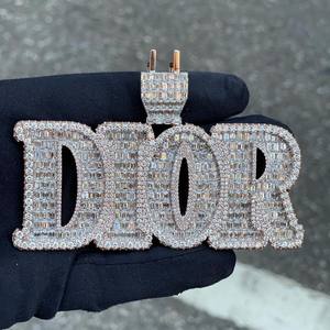 ¡Colgante de nombre personalizado de alta calidad VVS Moissanite Diamond Two Tone Silver Gold Hip Hop Iced Charms High Lustre Brilliant Shine! - Product Image 2