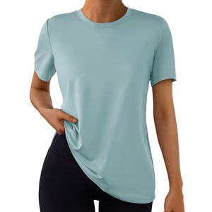 เสื้อยืดผ้าโพลีเอสเตอร์สำหรับผู้หญิงผ้าโพลีเอสเตอร์สัมผัสนุ่มพิเศษระบายอากาศได้สำหรับเล่นกีฬาดีไซน์คลาสสิกออกแบบได้ตามที่ต้องการ - Product Image 6