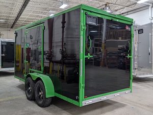 green 7x16 Aluminum Enclosed Cargo <b>Trailer</b> 7000 GVWR Tandem Axle Utility <b>Trailer</b> V-Nose Ramp Door EquipmentCargo Hauler for sale - Product Image 5