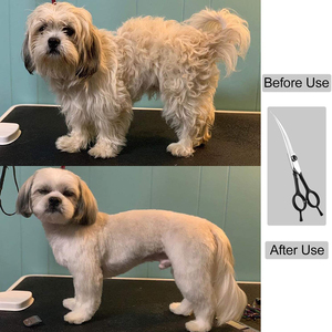 Ciseaux de toilettage pour animaux de compagnie à poignée enduite noire Ciseaux de coupe de poils d'animaux à finition miroir en acier inoxydable avec vis réglable - Product Image 5
