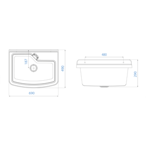 Lavello da Cucina Mongardi Vela Line 69L Multifunzione, Montaggio a Parete, Resistente agli Acidi, per Uso Interno ed Esterno, con Rubinetto a Foro Singolo - Product Image 2