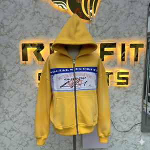 Etiqueta privada Logotipo personalizado Sudadera con capucha con cremallera más demandada Amarillo Impreso Hecho en fábrica Precio barato Sudaderas con capucha Hombres Sudaderas con capucha para hombres - Product Image 1