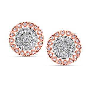 Pendientes de diamantes de la India Moissanite Lab-Grown & Natural Diamond Luxury Gold Floral Halo Pendientes de dos tonos para mujer - Product Image 1