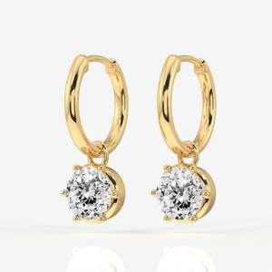 Pendientes Colgantes de Diamantes Cultivados en Laboratorio con Corte Portugués, Joyería de Diamantes Colgantes en Oro de 14K - Product Image 2