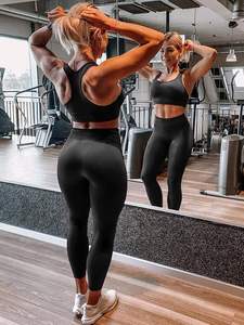 Ensemble de fitness pour femmes de qualité supérieure, taille haute, vêtements de sport, OEM personnalisé, vente en gros, leggings de yoga à taille élastique - Product Image 3
