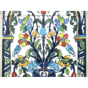 12 \ "X 18 \" Azulejo de cerámica pintado a mano Florero DE ARTE FLORAL Backsplash Mural de pared Panel Azulejo de cerámica Arte Mural de pared Panel - Product Image 1