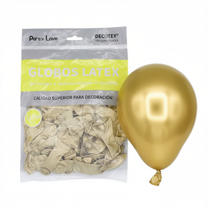 Ballons en latex Party Love 12cm dorés métallisés pour décoration - Product Image 2