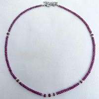 Cuentas Redondas Facetadas de Rubí Natural de 3-5 mm, Piedras Preciosas Sueltas Calibradas, Buen Brillo, Cuentas de Rubí Hechas a Mano, Collar con Cierre de Pez para Mujer