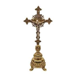 Crucifijo de Latón, Artículo Religioso, Arte Indio, Base de Equilibrio Personalizada para Altar de Mesa - Product Image 5
