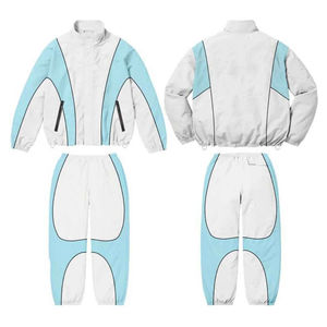 Survêtements en nylon coupe-vent personnalisés, hauts et bas de jogging, veste coupe-vent et pantalon de survêtement zippés, logo personnalisé - Product Image 1