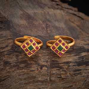 Silver Temple <b>Gold</b>-Plated <b>Toe</b> <b>Ring</b> 181797 Featuring Diamond and Brass/Copper for Wedding Engagement or Gift - Product Image 1