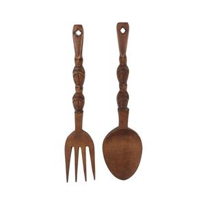 Juego de servidor de ensalada Base de madera con mango de resina de diseñador Cuchara para servir y tenedor Vajilla Cubiertos para servir ensalada Vajilla de bajo precio - Product Image 3