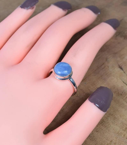 Peruvian <b>Blue</b> <b>Opal</b> Round Gemstone <b>Ring</b> 925 Sterling Silver Handmade Unique <b>Blue</b> Jewelry October Birthstone Gift for Birthday - Product Image 4