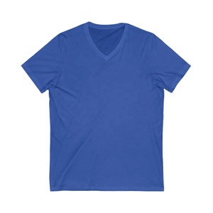 T-shirt d'été pour homme en coton bleu roi uni à manches courtes, col en V, personnalisable avec logo, vente en gros - Product Image 1