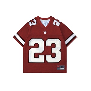 Camiseta Deportiva Retro de Fútbol Americano Estilo Y2K, Talla Grande, Transpirable, Cuello en V, Personalizable con Logotipo, Ropa Deportiva de Poliéster para Equipos - Product Image 1