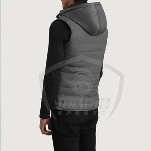 Gilet matelassé à capuche pour homme, veste d'hiver matelassée, fermeture éclair, couleur unie, vêtement décontracté, rembourrage en polyester, coupe ajustée - Product Image 2