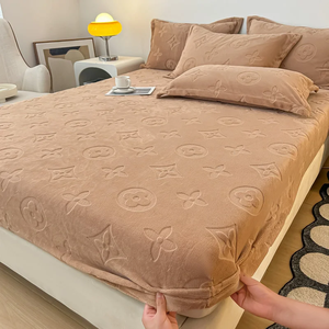Drap-<span class=keywords><strong>housse</strong></span> en velours de lait doux de luxe couvre-lit épaissi hiver chaud couverture complète dortoir corail protège-<span class=keywords><strong>matelas</strong></span> - Product Image 5