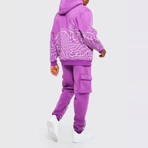 Ensemble de pantalons de survêtement évasés à capuche personnalisés en deux pièces Streetwear Hip Hop pour survêtement respirant à imprimé bouffant pour l'hiver Manufacture - Product Image 2