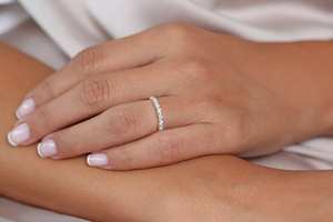 แหวนเพชรสีทอง14K ครึ่งนิรันดร์แหวนแบบเรียบง่ายมาร์คีส์แลปแหวนหมั้นที่ปลูกและละเอียดอ่อนของขวัญประจำวันชุบทอง - Product Image 5