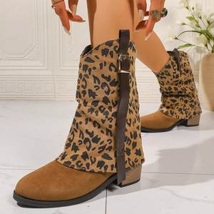 Botas de Moda de Invierno con Punta Redonda y Tacón de 3-5 cm, Material de PU con Mangas - Product Image 1