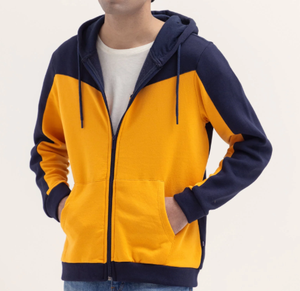 Sudadera con capucha y cremallera con logotipo personalizado, ropa de calle de dos tonos a la moda para hombres y mujeres - Product Image 5