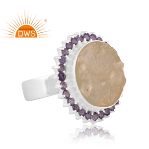 Anillo de declaración de piedras preciosas múltiples naturales de plata de ley fina de la mejor calidad fabricante de joyería personalizada - Product Image 2