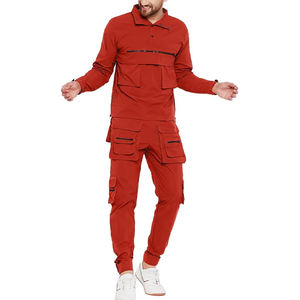 Dessin élastique Nouveau costume de sport décontracté pour hommes Pantalon à capuche zippé Vêtements de sport pour hommes Survêtement 2 pièces en coton léger pour garçons - Product Image 3