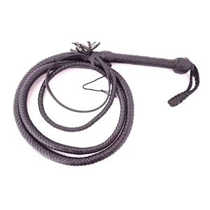Tressé en cuir véritable chargé de 8 pieds de long taureau fouet fabriqué à la main Durable robuste en cuir Bullwhip Rodeo Training - Product Image 1