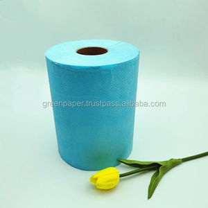 Papier essuie-tout industriel en rouleau, 1 pli, en pâte recyclée, bleu, enroulement robuste, vente en gros directe usine Vietnam - Product Image 2